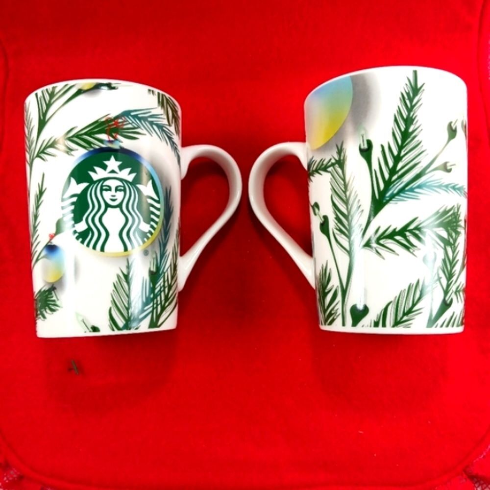 Starbucks 2020 Christmas New Bone China 11oz. Coffee Mug Set TWO MUGS - Picture 4 of 10
